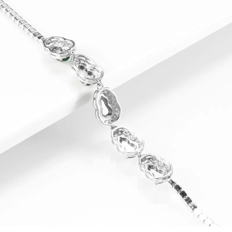 Green Jadeite Gourd Bracelet – Natural Ice Jade with S925 Silver | Elegant Women’s Jewelry