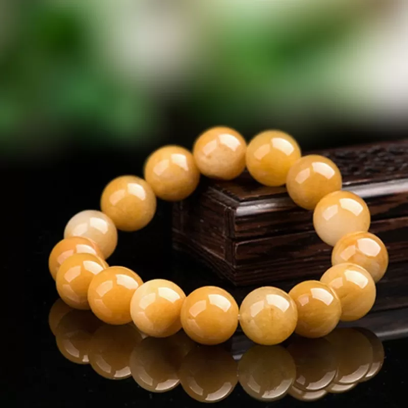 Gobi Yellow Jade Bracelet | Natural Silky Soft Jade 13mm Beads