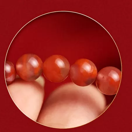 Cherry Red Nanhong Agate Bracelet with Jade Gourd – Elegant Natural Energy Jewelry