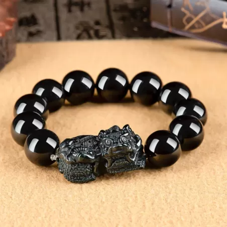 Black Jade Pixiu Bracelet – Natural Jadeite Wealth Charm for Men