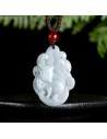 Nine-Tailed Fox Jade Pendant | White Burmese Jade | Hand-Carved Lucky Charm