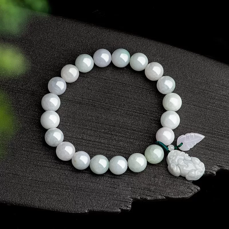 Natural Ice Jade Pixiu Wealth Bracelet | Burmese Grade-A Jadeite | Feng Shui Jewelry