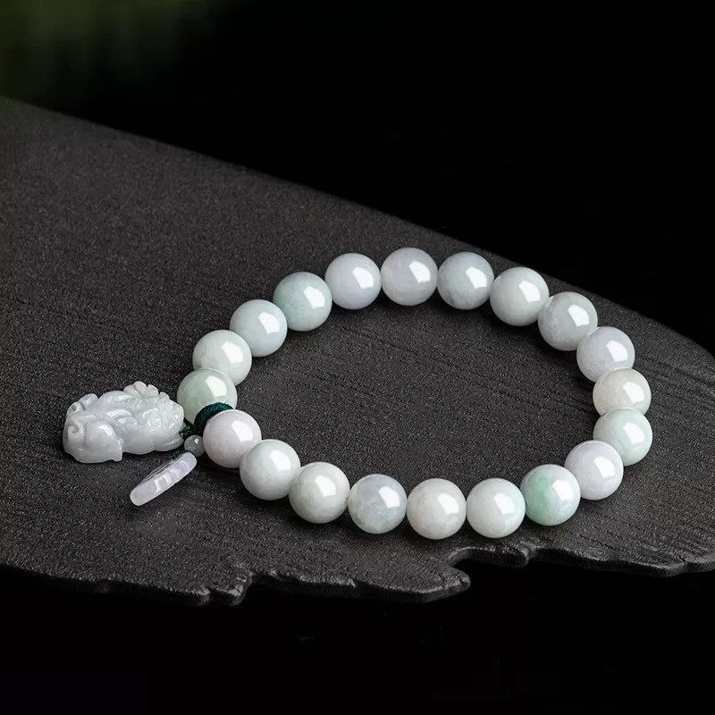 Natural Ice Jade Pixiu Wealth Bracelet | Burmese Grade-A Jadeite | Feng Shui Jewelry