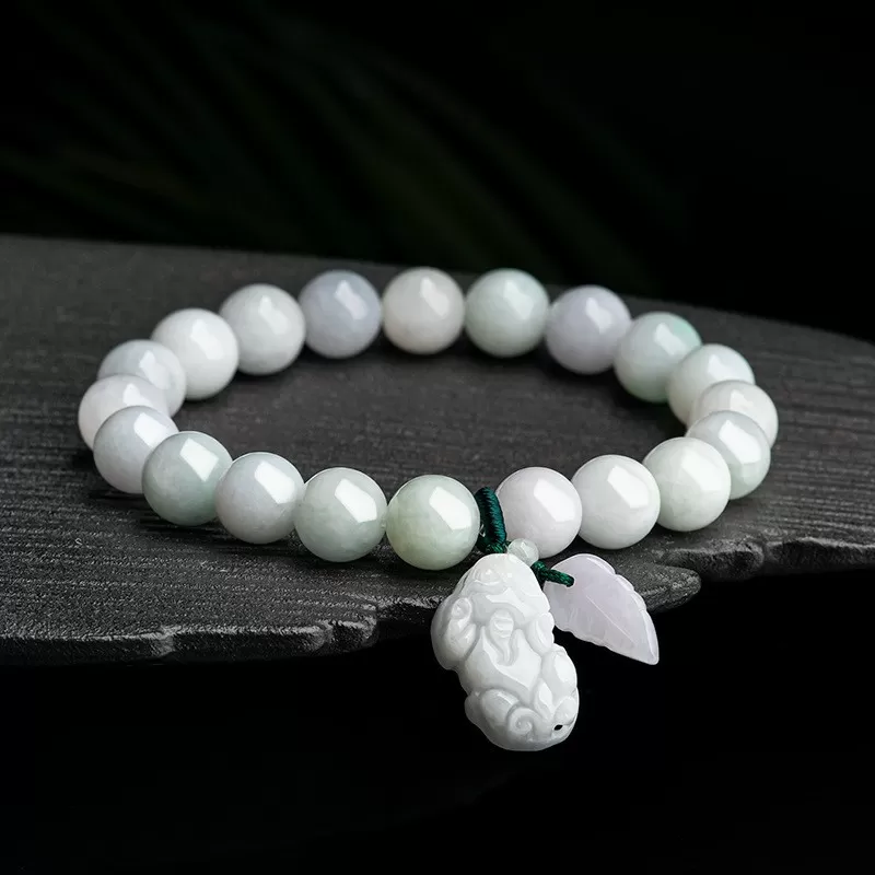 Natural Ice Jade Pixiu Wealth Bracelet | Burmese Grade-A Jadeite | Feng Shui Jewelry