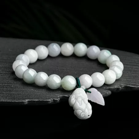 Natural Ice Jade Pixiu Wealth Bracelet | Burmese Grade-A Jadeite | Feng Shui Jewelry