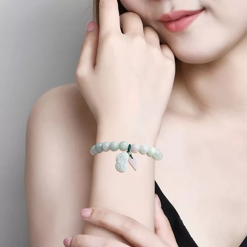 Natural Ice Jade Pixiu Wealth Bracelet | Burmese Grade-A Jadeite | Feng Shui Jewelry
