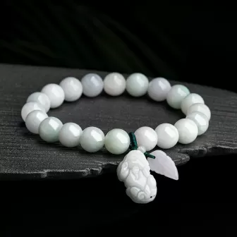 Natural Ice Jade Pixiu Wealth Bracelet | Burmese Grade-A Jadeite | Feng Shui Jewelry