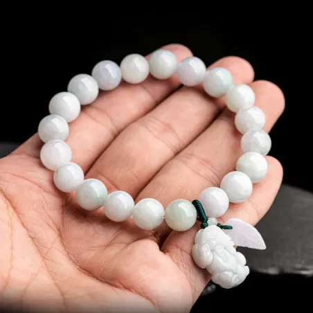 Natural Ice Jade Pixiu Wealth Bracelet | Burmese Grade-A Jadeite | Feng Shui Jewelry