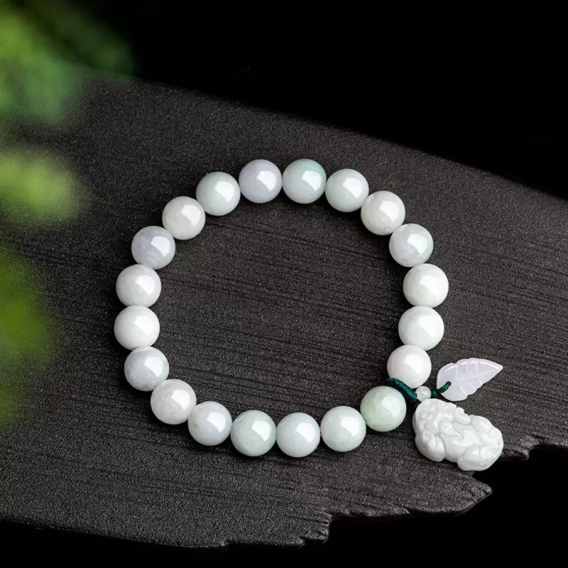 Natural Ice Jade Pixiu Wealth Bracelet | Burmese Grade-A Jadeite | Feng Shui Jewelry