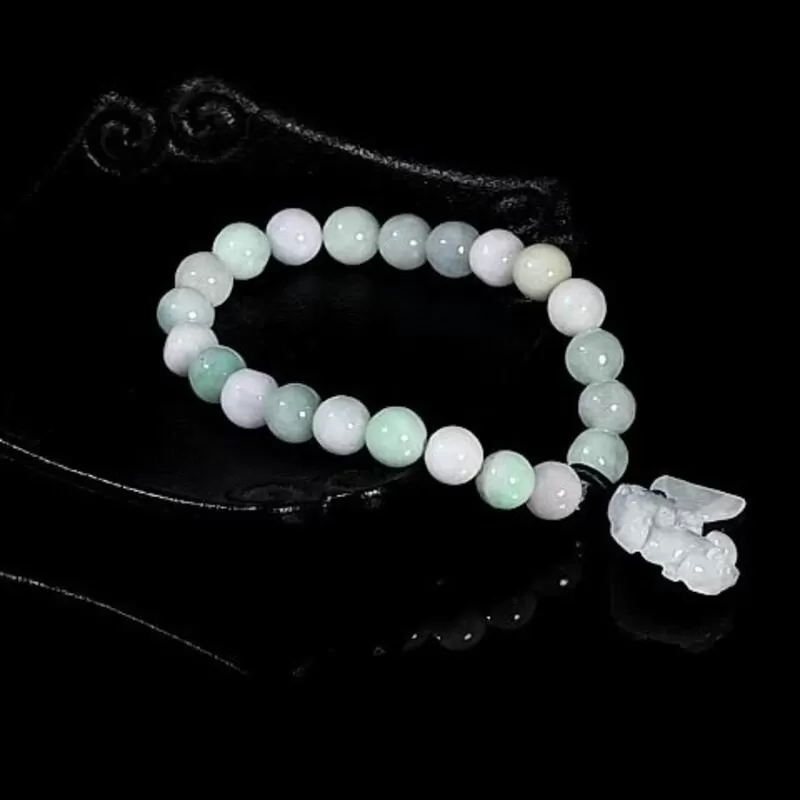 Natural Ice Jade Pixiu Wealth Bracelet | Burmese Grade-A Jadeite | Feng Shui Jewelry