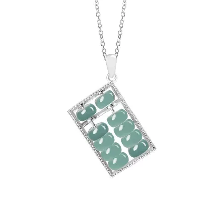Natural Blue Jadeite Abacus Pendant | S925 Silver | Symbol of Wealth & Wisdom
