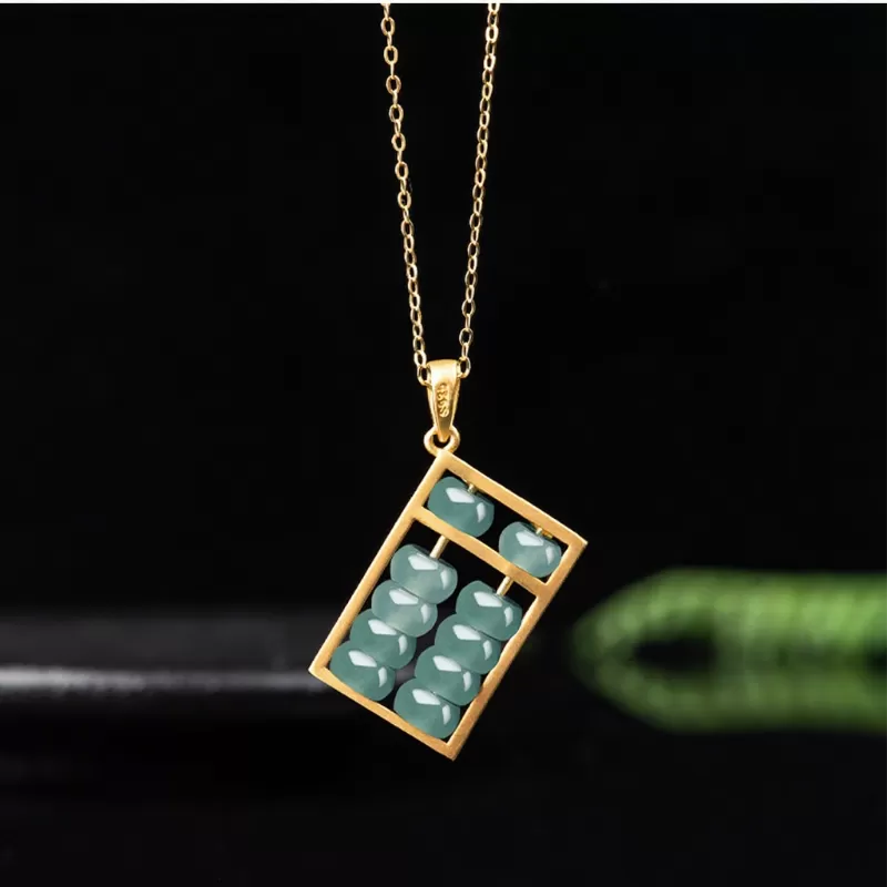 Natural Blue Jadeite Abacus Pendant | S925 Silver | Symbol of Wealth & Wisdom
