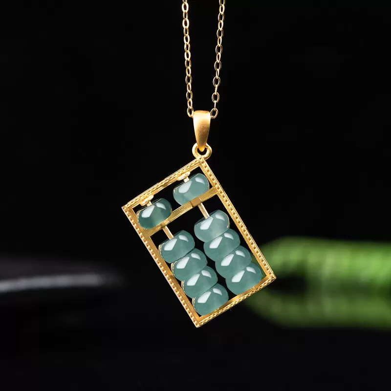 Natural Blue Jadeite Abacus Pendant | S925 Silver | Symbol of Wealth & Wisdom