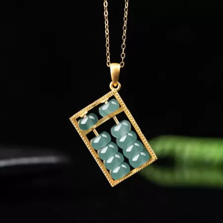 Natural Blue Jadeite Abacus Pendant | S925 Silver | Symbol of Wealth & Wisdom