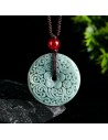 Blue Jadeite Peace Amulet Pendant | Antique-Style Carving | Grade-A Natural Jade