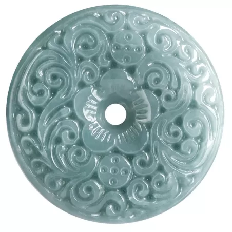 Blue Jadeite Peace Amulet Pendant | Antique-Style Carving | Grade-A Natural Jade