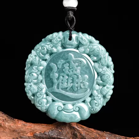 Natural Blue Jadeite Pixiu Pendant for Prosperity | Handmade Fortune Amulet