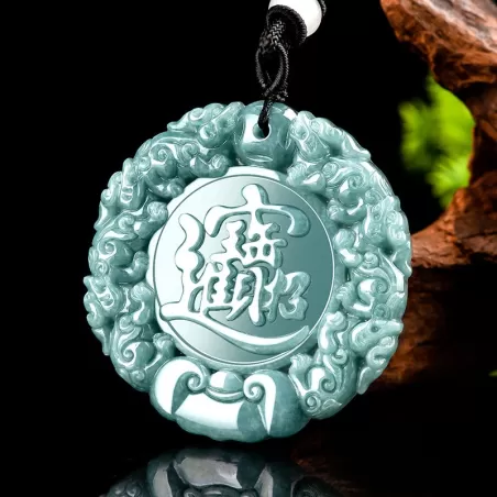 Natural Blue Jadeite Pixiu Pendant for Prosperity | Handmade Fortune Amulet