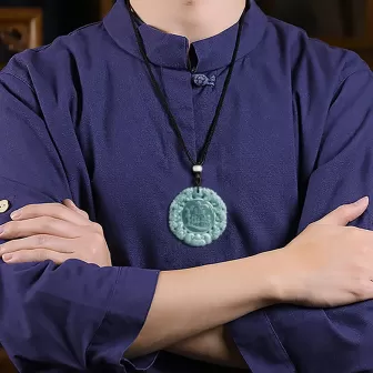 Natural Blue Jadeite Pixiu Pendant for Prosperity | Handmade Fortune Amulet 2