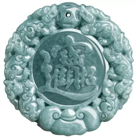 Natural Blue Jadeite Pixiu Pendant for Prosperity | Handmade Fortune Amulet