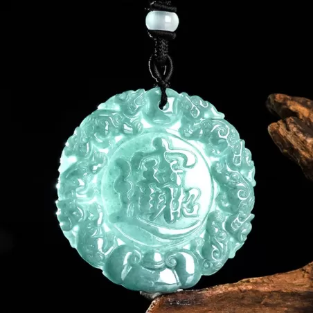 Natural Blue Jadeite Pixiu Pendant for Prosperity | Handmade Fortune Amulet
