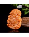 God of Wealth Jadeite Pendant – Burnt-Red Ice Jade Talisman for Prosperity