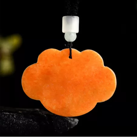 Natural Burnt-Red Burmese Jadeite Ruyi Peony Pendant | Auspicious Ice Jade Amulet for Men & Women