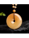 Golden Silk Jade Peace Buckle Pendant | Natural Gobi Yellow Jade Necklace for Men & Women