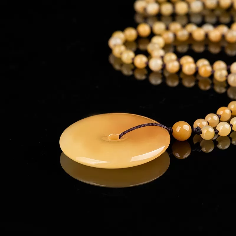 Golden Silk Jade Peace Buckle Pendant | Natural Gobi Yellow Jade Necklace for Men & Women