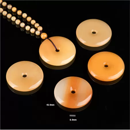 Golden Silk Jade Peace Buckle Pendant | Natural Gobi Yellow Jade Necklace for Men & Women