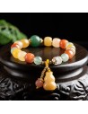 Golden Silk Jade Pumpkin Bracelet | Multicolor Aventurine Accent | Feng Shui Jewelry
