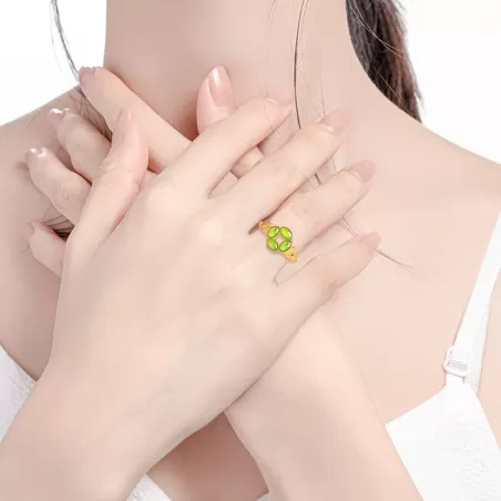 Hetian Green Jade Clover Ring | Adjustable S925 Silver Jade Jewelry for Men and Women