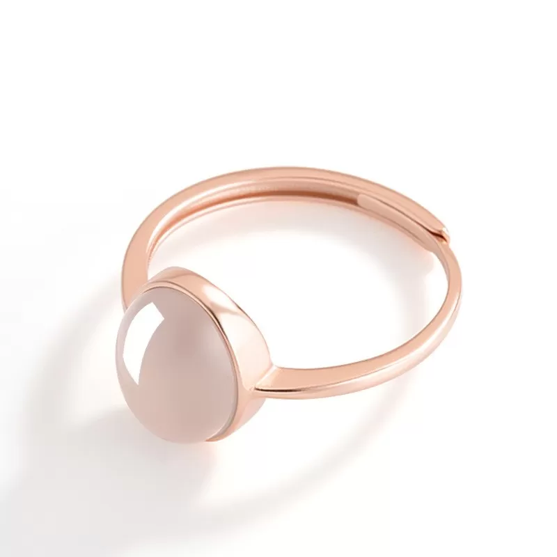 Lavender Hetian Jade Ring | Adjustable Rose Gold S925 Silver | Elegant Women’s Fashion Jewelry