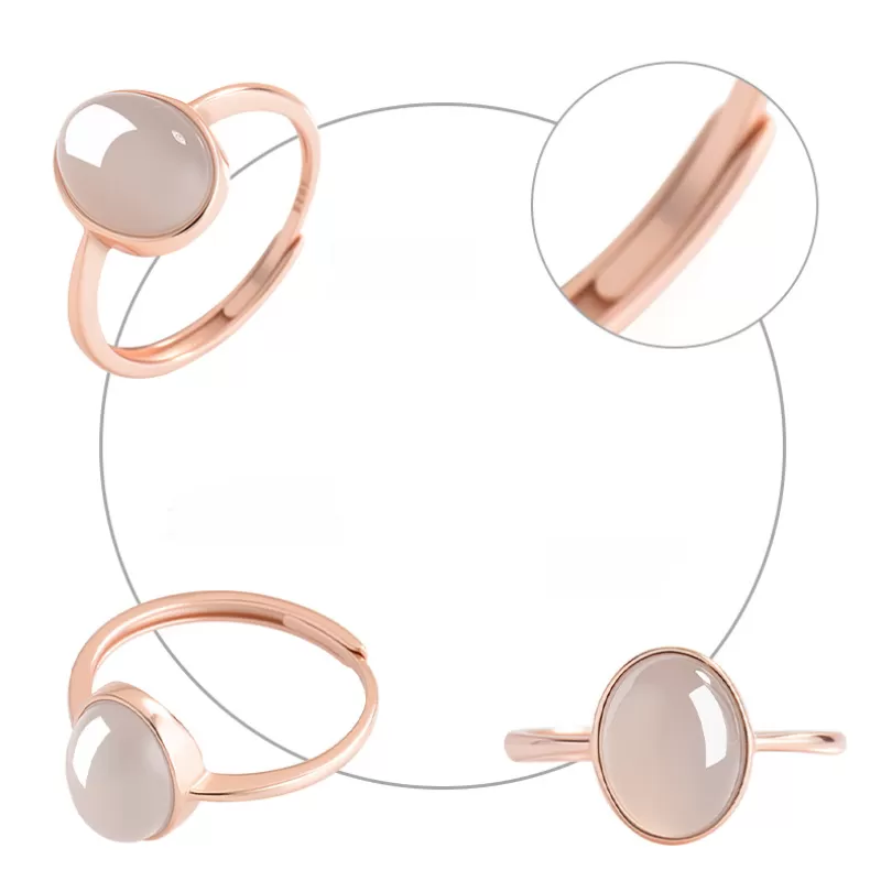 Lavender Hetian Jade Ring | Adjustable Rose Gold S925 Silver | Elegant Women’s Fashion Jewelry