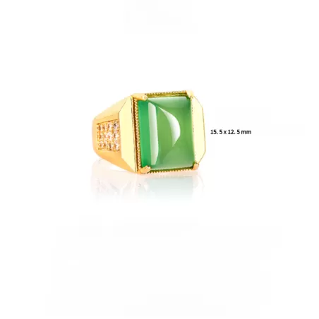 Men’s Green Agate Square Ring | Gold-Plated Copper Chalcedony | Five Elements Jewelry