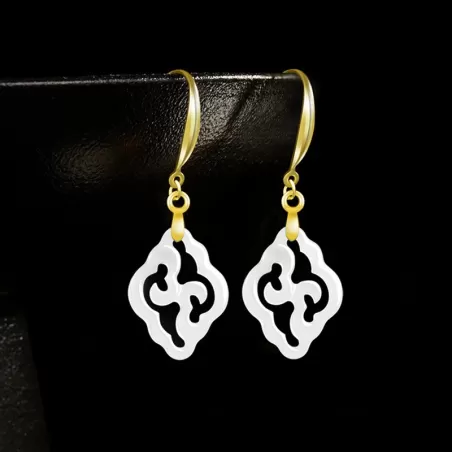 Natural White Hetian Jade Ruyi Earrings – S925 Silver Chinese-Inspired Dangles | Minimalist Elegance