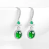 Natural Imperial Green Jade Earrings – S925 Silver Cabochon Dangles | Type A Ice Jadeite Fashion Jewelry
