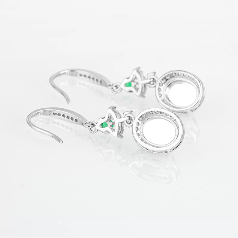Natural Imperial Green Jade Earrings – S925 Silver Cabochon Dangles | Type A Ice Jadeite Fashion Jewelry