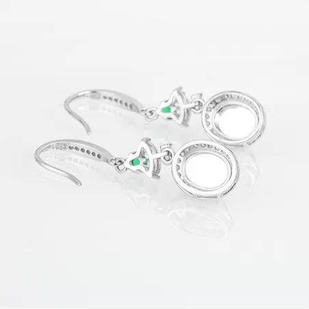 Natural Imperial Green Jade Earrings – S925 Silver Cabochon Dangles | Type A Ice Jadeite Fashion Jewelry