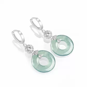 Natural Blue Water Jade Hoop Earrings – S925 Silver Ice Jadeite Dangle Jewelry for Women