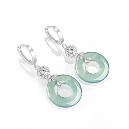 Natural Blue Water Jade Hoop Earrings – S925 Silver Ice Jadeite Dangle Jewelry for Women