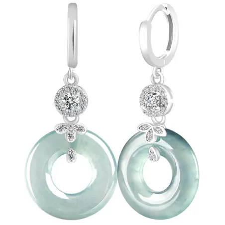 Natural Blue Water Jade Hoop Earrings – S925 Silver Ice Jadeite Dangle Jewelry for Women
