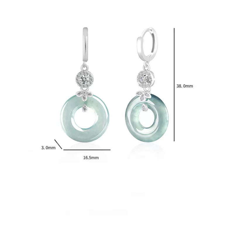 Natural Blue Water Jade Hoop Earrings – S925 Silver Ice Jadeite Dangle Jewelry for Women