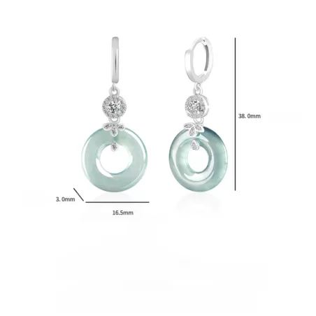 Natural Blue Water Jade Hoop Earrings – S925 Silver Ice Jadeite Dangle Jewelry for Women