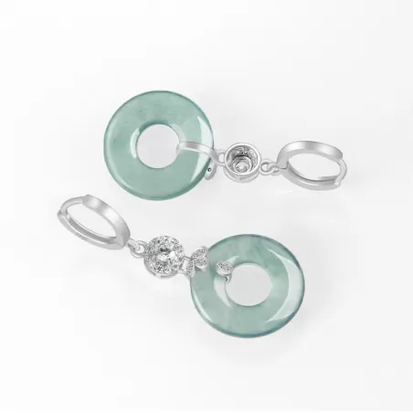 Natural Blue Water Jade Hoop Earrings – S925 Silver Ice Jadeite Dangle Jewelry for Women