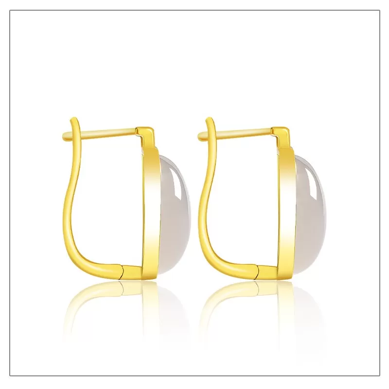 Natural Smoky Purple Hetian Jade Earrings – S925 Silver Clip-On Jewelry | Elegant Minimalist Chinese Style