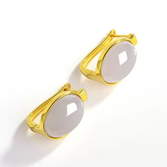 Natural Smoky Purple Hetian Jade Earrings – S925 Silver Clip-On Jewelry | Elegant Minimalist Chinese Style