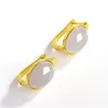 Natural Smoky Purple Hetian Jade Earrings – S925 Silver Clip-On Jewelry | Elegant Minimalist Chinese Style