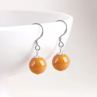 Natural Golden Silk Agate Earrings – S925 Silver Dangle Jewelry | Elegant Minimalist Gobi Desert Stone