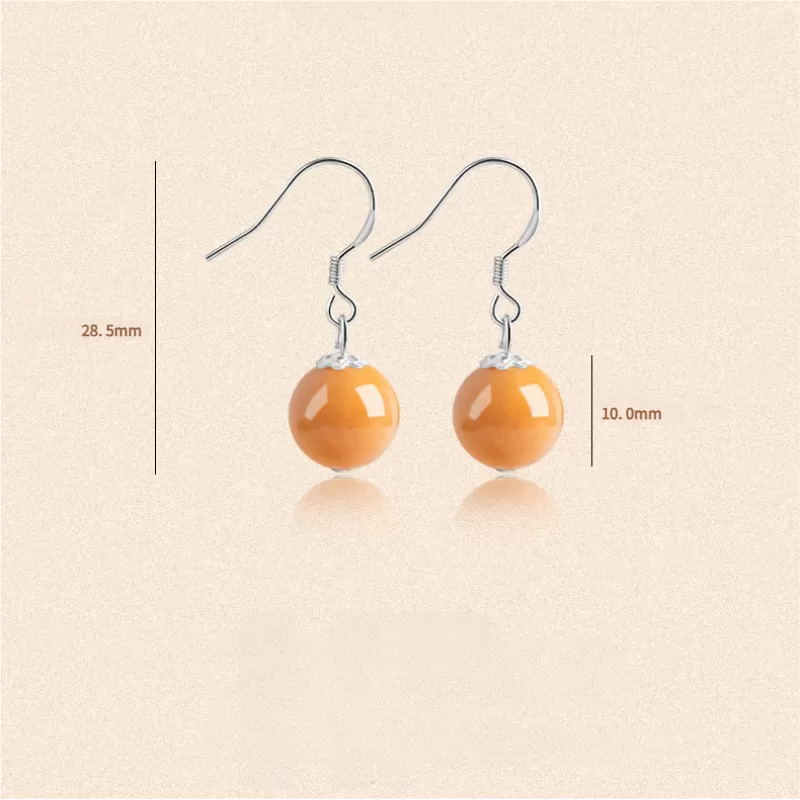 Natural Golden Silk Agate Earrings – S925 Silver Dangle Jewelry | Elegant Minimalist Gobi Desert Stone